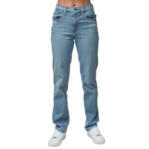 Levis Womens/Ladies 724 High Rise Leather Patch Jeans / Light Blue